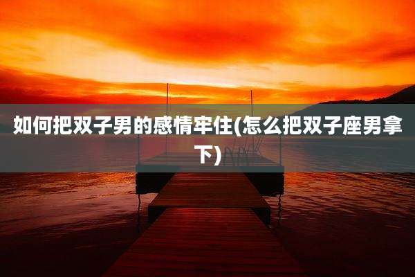 如何把双子男的感情牢住(怎么把双子座男拿下)