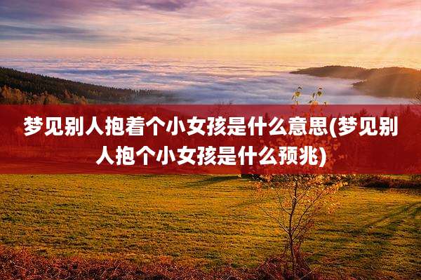 梦见别人抱着个小女孩是什么意思(梦见别人抱个小女孩是什么预兆)