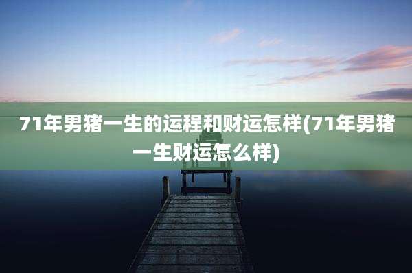 71年男猪一生的运程和财运怎样(71年男猪一生财运怎么样)