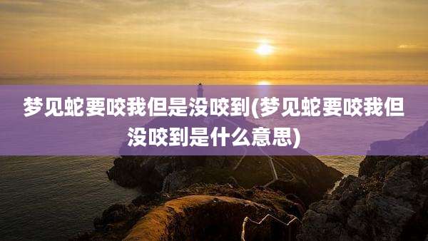 梦见蛇要咬我但是没咬到(梦见蛇要咬我但没咬到是什么意思)