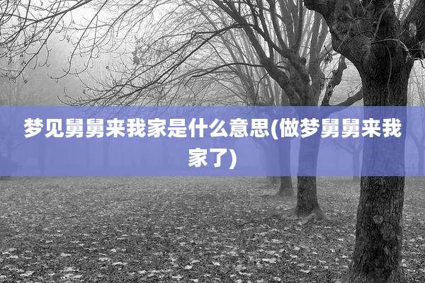 梦见舅舅来我家是什么意思(做梦舅舅来我家了)