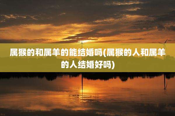 属猴的和属羊的能结婚吗(属猴的人和属羊的人结婚好吗)
