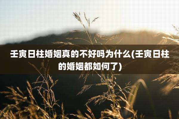 壬寅日柱婚姻真的不好吗为什么(壬寅日柱的婚姻都如何了)