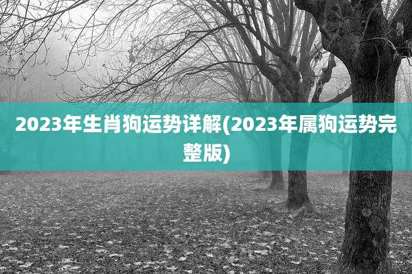 2023年生肖狗运势详解(2023年属狗运势完整版)