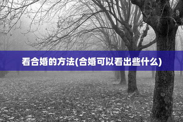 看合婚的方法(合婚可以看出些什么)