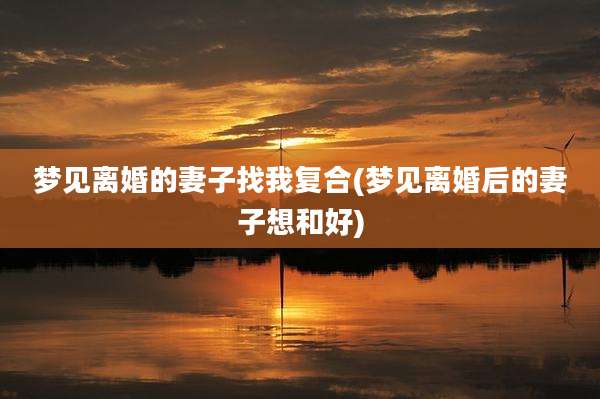 梦见离婚的妻子找我复合(梦见离婚后的妻子想和好)