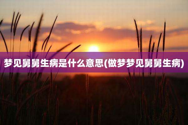 梦见舅舅生病是什么意思(做梦梦见舅舅生病)