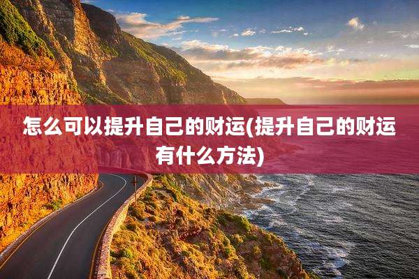 怎么可以提升自己的财运(提升自己的财运有什么方法)