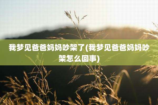 我梦见爸爸妈妈吵架了(我梦见爸爸妈妈吵架怎么回事)