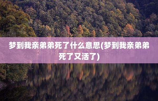 梦到我亲弟弟死了什么意思(梦到我亲弟弟死了又活了)