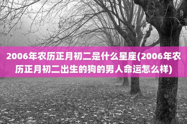 2006年农历正月初二是什么星座(2006年农历正月初二出生的狗的男人命运怎么样)