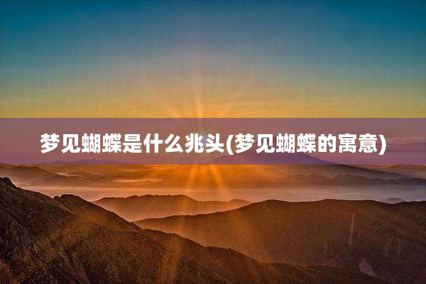 梦见蝴蝶是什么兆头(梦见蝴蝶的寓意)