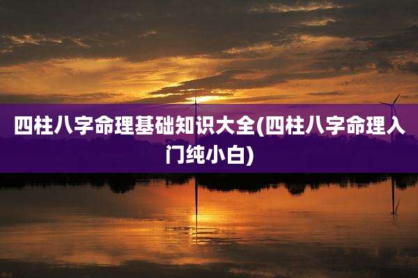 四柱八字命理基础知识大全(四柱八字命理入门纯小白)