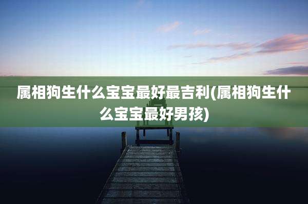 属相狗生什么宝宝最好最吉利(属相狗生什么宝宝最好男孩)