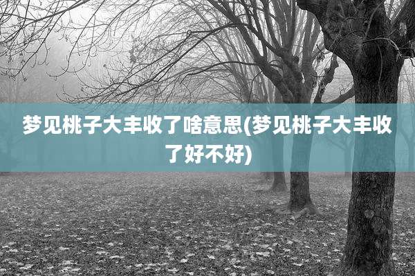梦见桃子大丰收了啥意思(梦见桃子大丰收了好不好)