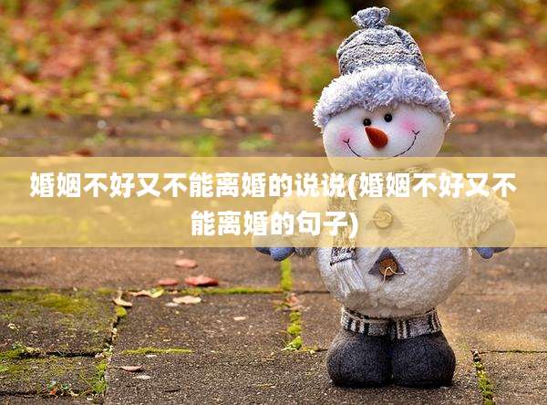 婚姻不好又不能离婚的说说(婚姻不好又不能离婚的句子)