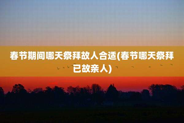 春节期间哪天祭拜故人合适(春节哪天祭拜已故亲人)
