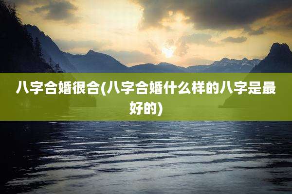 八字合婚很合(八字合婚什么样的八字是最好的)