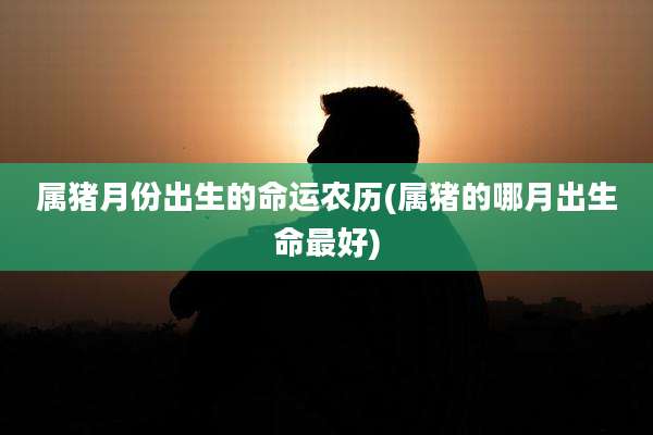 属猪月份出生的命运农历(属猪的哪月出生命最好)