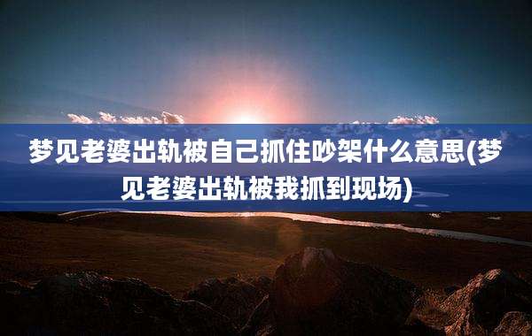 梦见老婆出轨被自己抓住吵架什么意思(梦见老婆出轨被我抓到现场)