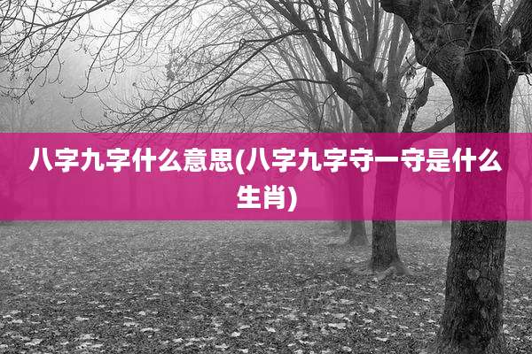 八字九字什么意思(八字九字守一守是什么生肖)