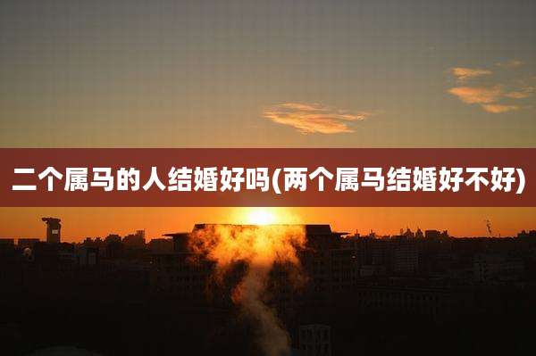 二个属马的人结婚好吗(两个属马结婚好不好)