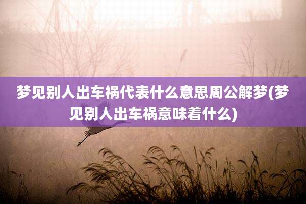 梦见别人出车祸代表什么意思周公解梦(梦见别人出车祸意味着什么)