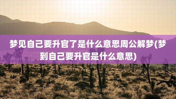 梦见自己要升官了是什么意思周公解梦(梦到自己要升官是什么意思)