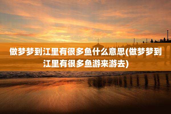 做梦梦到江里有很多鱼什么意思(做梦梦到江里有很多鱼游来游去)