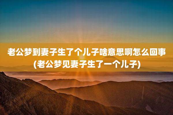 老公梦到妻子生了个儿子啥意思啊怎么回事(老公梦见妻子生了一个儿子)