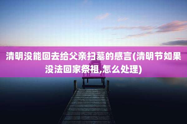 清明没能回去给父亲扫墓的感言(清明节如果没法回家祭祖,怎么处理)