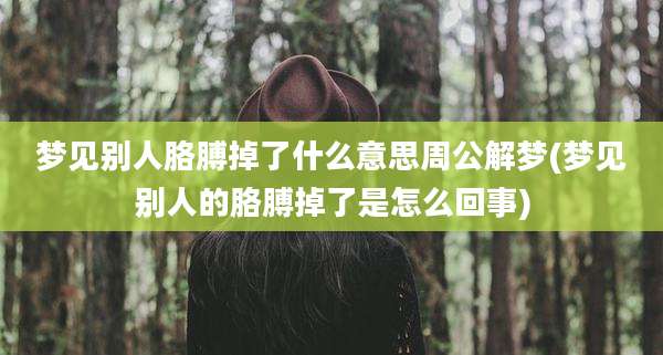 梦见别人胳膊掉了什么意思周公解梦(梦见别人的胳膊掉了是怎么回事)