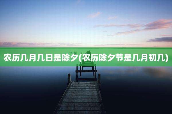 农历几月几日是除夕(农历除夕节是几月初几)