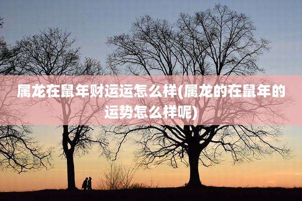 属龙在鼠年财运运怎么样(属龙的在鼠年的运势怎么样呢)