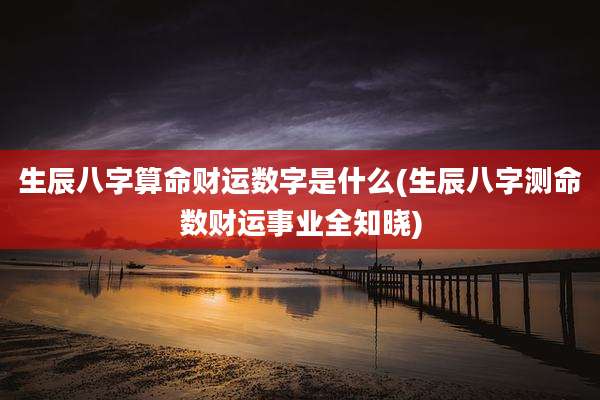生辰八字算命财运数字是什么(生辰八字测命数财运事业全知晓)