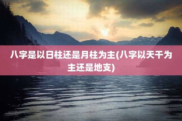 八字是以日柱还是月柱为主(八字以天干为主还是地支)