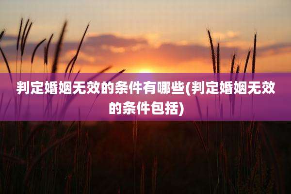 判定婚姻无效的条件有哪些(判定婚姻无效的条件包括)