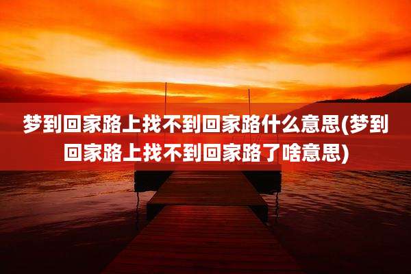 梦到回家路上找不到回家路什么意思(梦到回家路上找不到回家路了啥意思)