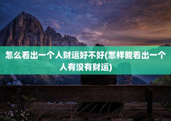 怎么看出一个人财运好不好(怎样能看出一个人有没有财运)