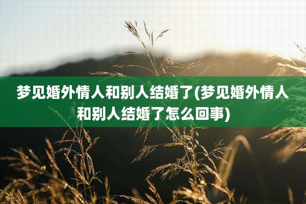 梦见婚外情人和别人结婚了(梦见婚外情人和别人结婚了怎么回事)