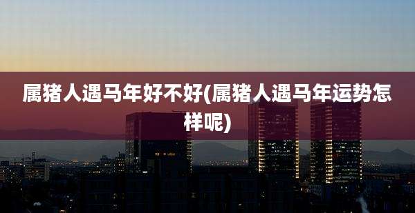 属猪人遇马年好不好(属猪人遇马年运势怎样呢)