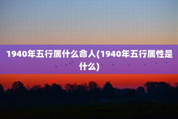 1940年五行属什么命人(1940年五行属性是什么)