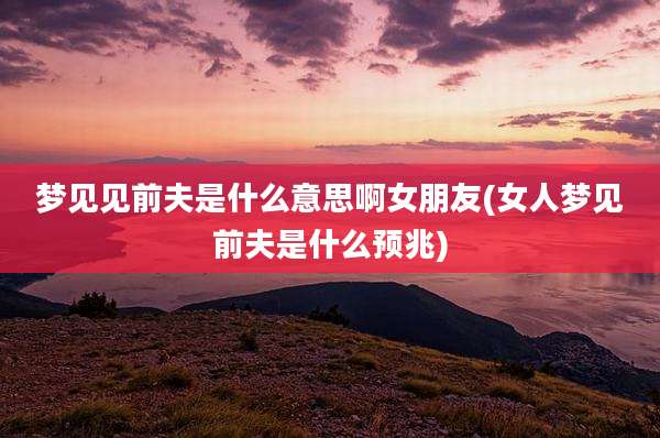 梦见见前夫是什么意思啊女朋友(女人梦见前夫是什么预兆)