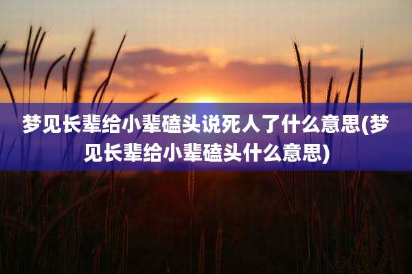 梦见长辈给小辈磕头说死人了什么意思(梦见长辈给小辈磕头什么意思)