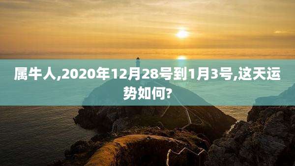 属牛人,2020年12月28号到1月3号,这天运势如何?