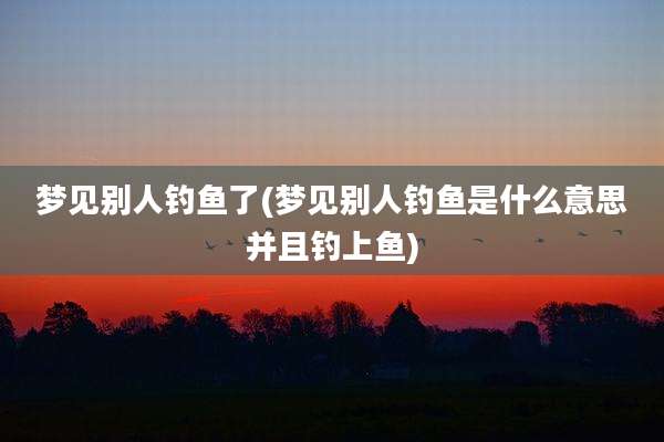 梦见别人钓鱼了(梦见别人钓鱼是什么意思并且钓上鱼)