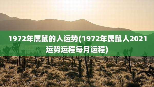 1972年属鼠的人运势(1972年属鼠人2021运势运程每月运程)