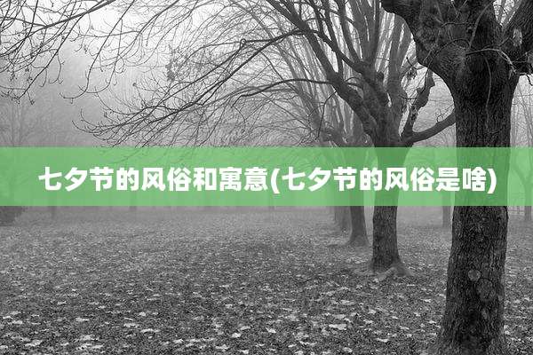七夕节的风俗和寓意(七夕节的风俗是啥)