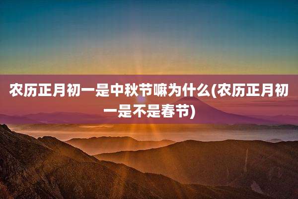 农历正月初一是中秋节嘛为什么(农历正月初一是不是春节)