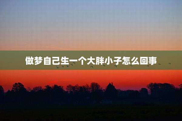 做梦自己生一个大胖小子怎么回事